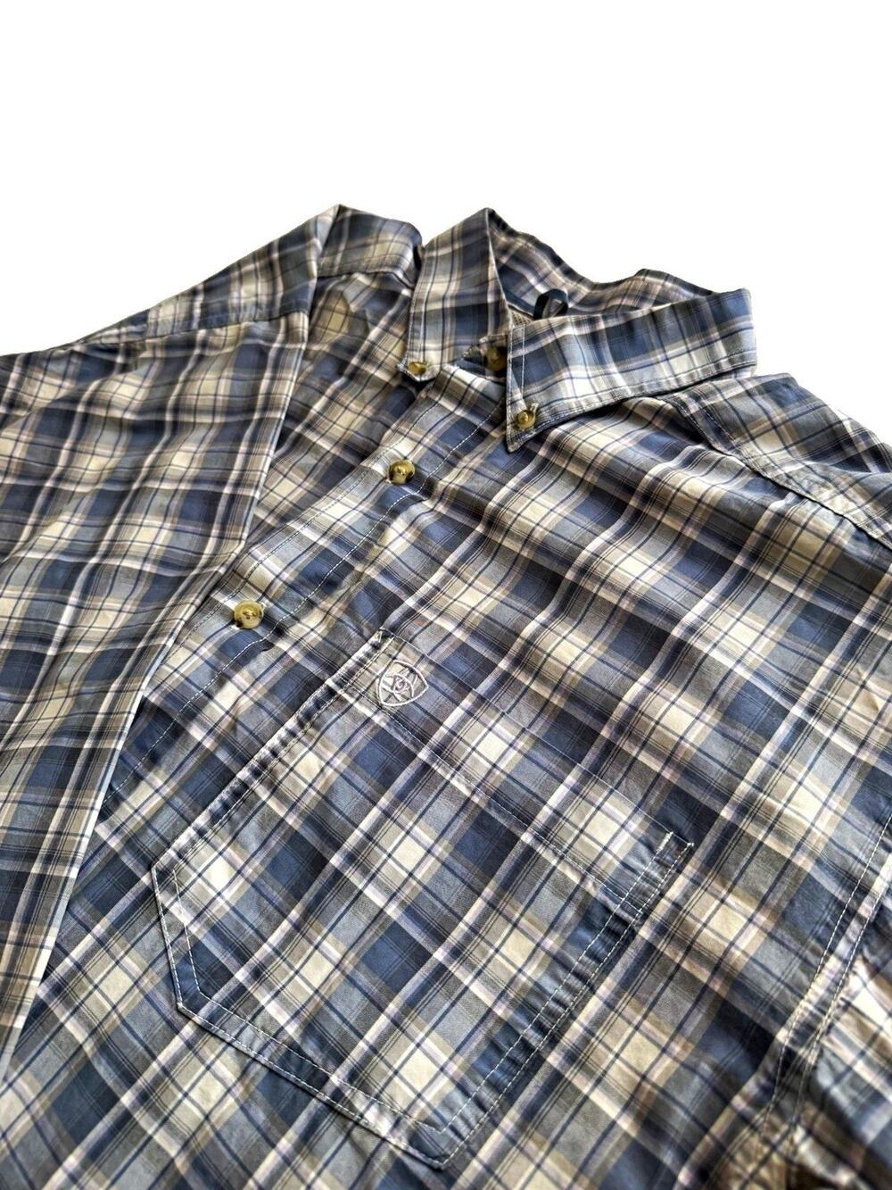 Ariat Pro Series Men's Plaid Woven Long Sleeve Button-Up Point Collar L